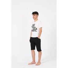 Veralya Erkek Genç Garson Boy Kısa Kol Ekru Penye Şortlu Pijama Takımı