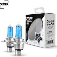Ampul H4 12V 100/90W P43T Crystal White Yüksek Güç. 4.500K Beyaz Işık P43 Tırnaklı Seger