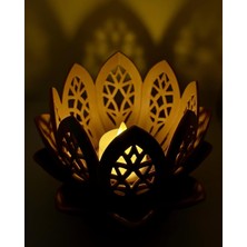 Lirya Craft 3D Baskı Lotus Çiçeği Mumluk – Oyma Desenli Dekoratif Şamdan, Nilüfer Tasarım (Tealight Mum Hediyeli)