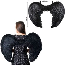 Pandoli Halloween Siyah Renk Melek Kanadı Angel Kanat 45X60 cm 1 Adet Gösteri