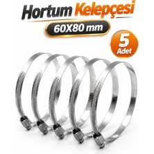 Badem10 [5 Adet] Hortum Kelepçesi Tork Ayarlı 60X80 mm Paslanmaz Çelik Boru Metal Kelepçe Ayarlanabilir Klips