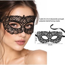 Pandoli Halloween Polyester Dantelli Kumaş Maske Carnival Mask Siyah Renk 1 Adet 23X8 cm