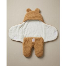 Recos Unisex 0-9 Ay Içi Elyaflı Peluş Welsoft Kulaklı Krem Dış Bebek Kundak & Battaniyesi Kışlık Uyku Tulumu