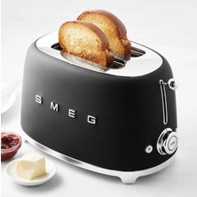 Smeg 50's Style Retro Mat Siyah 2x1 Ekmek Kızartma Makinesi 950 W Kapasite 2 Dilim Durdurma Fonksiyonu TSF01BLMEU