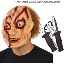 Pandoli Halloween Lateks Chucky Çaki Bebek Korku Maskesi Saçlı 1 Set Hediyeli