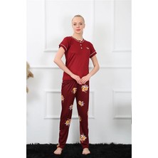 Veralya Kadın Bordo Kısa Kol Pijama Takım