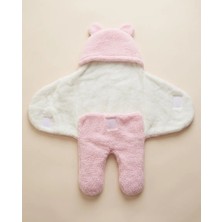 Recos Unisex 0-9 Ay Içi Elyaflı Peluş Welsoft Kulaklı Krem Dış Bebek Kundak & Battaniyesi Kışlık Uyku Tulumu