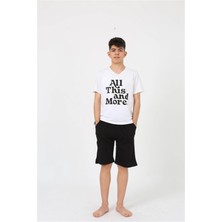 Veralya Erkek Genç Garson Boy Kısa Kol Beyaz Penye Şortlu Pijama Takımı