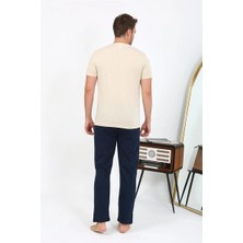 Veralya Erkek Kısa Kol Penye Pijama Takımı Krem