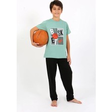 Veralya Erkek Çocuk Kısa Kol Penye Pijama Takım Suyeşili