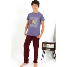 Veralya Erkek Çocuk Kısa Kol Penye Pijama Takım Mor