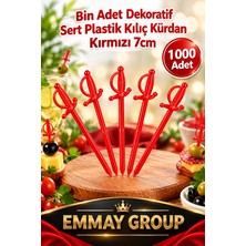 Bin Adet Dekoratif Sert Plastik Kılıç Kürdan Kırmızı 7 cm Kokteyl Sunum Kürdanı >>1 000 Adet<<