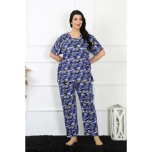 Veralya Kadın 5xl-6xl-7xl-8xl Büyük Beden Kısa Kol Pijama Takım Saks