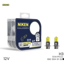 Niken Nıken 12V H3 55W Sarı Işık Ampul PK22S 2800K Nıken Unıversal