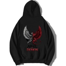 Brz Collection Unisex Oversize Angel & Demon Hoodie Siyah