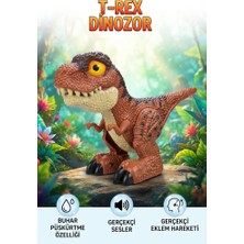 Farbu Oyuncak T-Rex Kahverengi Dinozor 17 cm Sesli Sis Püskürten Gerçekçi Tasarımlı Hareketli Oyuncak Dinozor