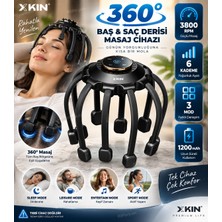 Kılıforyum XK-MG06 360° Baş ve Saç Derisi Masaj Cihazı 10 Masaj Uçlu 6 Kademe 3 Mod Usb-C Şarjlı