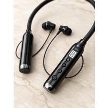 Trendexa Dijital Göstergeli Boyun Tipi Bluetooth Kulaklık Mikrofonlu Çağrı ve Müzik Kontrollü Çift Cihaz Bağlantılı Kulaklık
