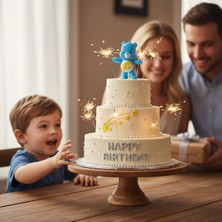 Brand House 3D Mavi Şans Ayısı Figürlü Pasta Süsü 80 mm | Doğum Günü ve Özel Gün Pasta Dekoru