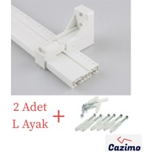 Cazimo 2 Adet Perde Rayı Korniş L Ayak Duvara Montaj Askı Aparatı Plastik