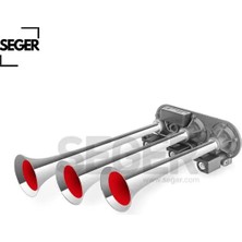 Üç Borulu 8 Ses Kombinasyonlu 12V Mehter Korna-Krom Borulu Seger