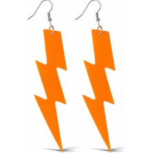 Trendexa 80’ler 90'lar Retro Neon Turuncu Şimşek Küpe 10 cm