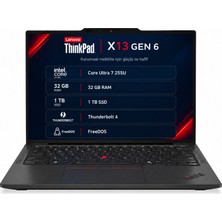 Lenovo Thinkpad X13 Gen 6 21RLSAV4TX U7 255U 32GB 1TB 13,3" FDOS Kurumsal Dizüstü Bilgisayar