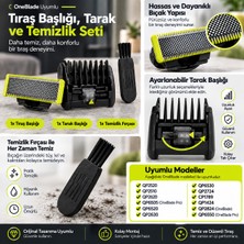 Supervac Oneblade Uyumlu Tıraş Başlığı Tarak ve Temizlik Fırçası Seti QP2520 QP2510 QP2620 QP6505 QP6520 QP2630 QP6530 QP2724 CP1789 QP1424 QP2824 QP6550