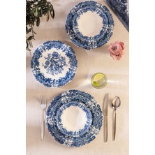 Rani Mobilya Rani Home Yemek Takımı (24 Parça) Hermia Beyaz - Mavi HE-6814