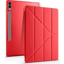 Trendexa Samsung Galaxy X610 Tab S9 Fe Plus 12.4 Kılıf Kalemlikli Mars Tablet Kılıfı - Kırmızı