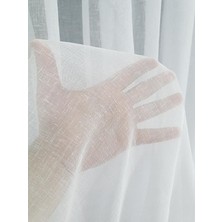 Brillant Dora Keten Tül Perde Ekru Renk 120 x 270 cm Ekstraforlu Düz Desen 1/2,5 Pile