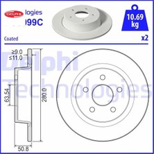 Delphi Fren Diski Arka Ford Connect 18> Ölçü: 280 mm Delphı KV6C2A315BC/ 2279492/ KV6C2A315AC
