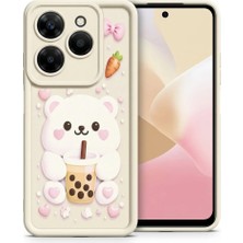 Nezih Case Tecno Spark 20C ile Uyumlu Kamera Korumalı Sevimli Desenli Silikon Kılıf