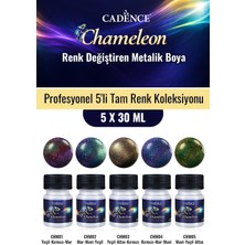 Cadence 5X30ML Chameleon Renk Değiştiren Metalik Boya - Profesyonel 5'li Tam Renk Koleksiyonu