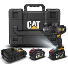 Cat DX1130.1 18VOLT/4.0AH Li-Ion 80NM Çift Akülü Kömürsüz Profesyonel Şarjlı Darbeli Matkap