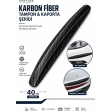 Ventoze Tampon Koruyucu Şerit Karbon Fiber Görünümlü Oto Aksesuar Ekstra Koruma 40 cm 1 Adet Siyah
