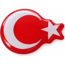 Ventoze Türk Bayrağı 3D Damla Etiket Kırmızı Beyaz Dekoratif Sticker 3 cm Kırmızı