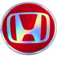 Ventoze Honda Logolu Hologram Pleksi Araç Amblemi 54 mm Dekoratif Sticker Siyah