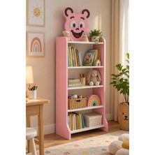Sulorahome Happy Face Figürlü Pembe Çocuk Kitaplığı ve Oyuncak Düzenleyici