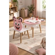 Sulorahome Happy Face Çocuk Masa ve Sandalye Seti Pembe