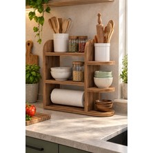 Sulorahome Çam Desenli Mutfak Düzenleyici Raf ve Kağıt Havlu Askılı Stand