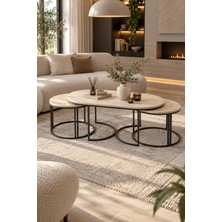 Sulorahome Bej 3'lü Oval Sehpa Seti