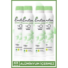 Emotion Natural Breeze Kadın Alüminyumsuz Vegan Deodorant 4X150 ml Hızlı Kurur, Leke Bırakmaz
