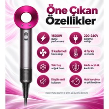 Hiltech 1600W Leafless Saç Kurutma Makinesi 5 Başlıklı 3 Hız 4 Isı Ayarlı Soğuk Hava