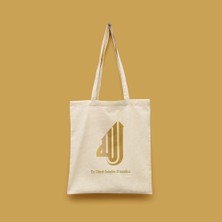 Bi' Dünya Haber En Güzel Isimler O'nundur (Sarı) Islami Seri Tote Bag Baskılı Bez Çanta