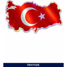 Ventoze Ay Yıldızlı Türkiye Haritası Hologram Araba Oto Cam Kaporta Sticker Etiketi