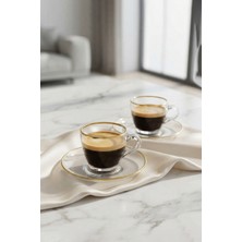 Rakle Pure Altın Yaldızlı 2'li Kahve Fincanı Seti 90 cc