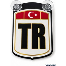 Ventoze Tr Kemik Arma Araç Camı Için Vakumlu Türk Bayraklı Oto Aksesuar 10X7 cm Tr Logo