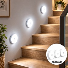 Gaman 3 Adet Şarjlı Spot LED Lamba Seti - Beyaz Işık Taşınabilir Merdiven Altı, Dolap Içi Gece Lambası Seti
