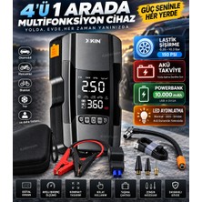 Kılıforyum XK-AP01 4'ü 1 Arada Akü Takviye Cihazı 10000 Mah 150 Psı Dijital Hava Kompresörü Powerbank LED